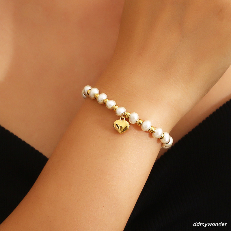Korean Creative Fashion Sweet Minority Design Personalized Love Pearl Bracelet Casual Women Steel Jewelry 250710