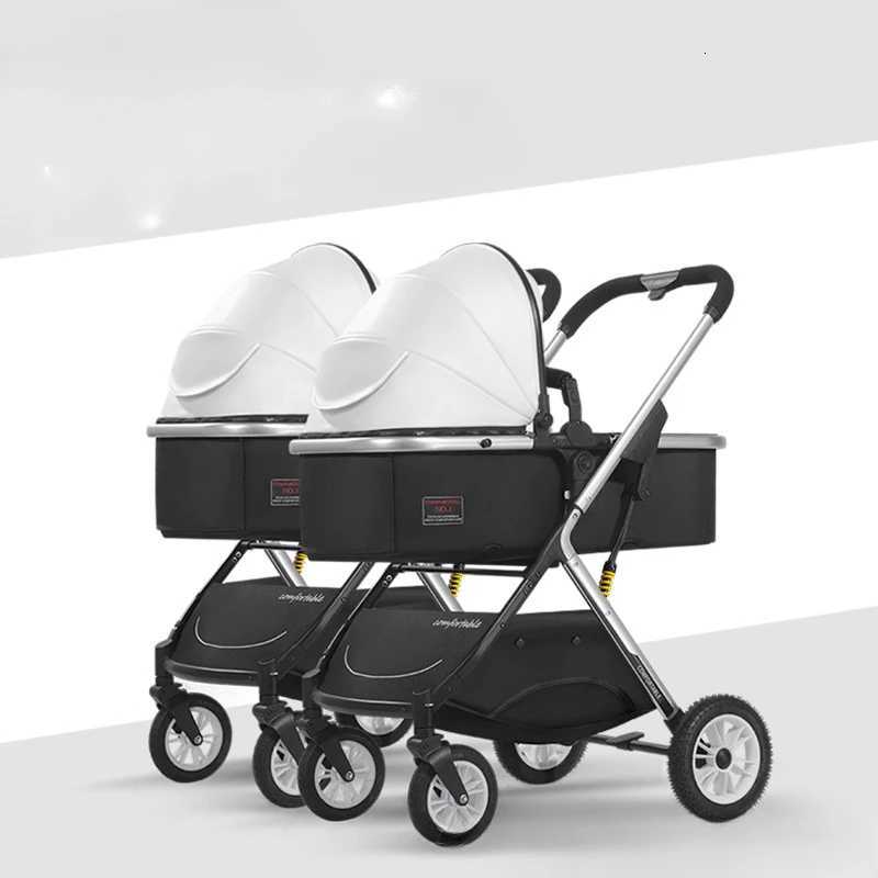 High View Twin Stroller Lightweight Baby Stroller Folding Shock Absorber Detachable Double Childrens Carriage Multifunctional W250910