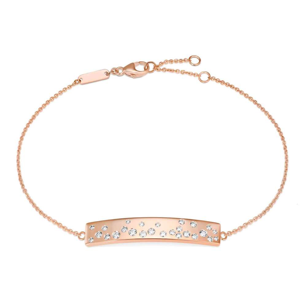 New Arrival High Quality Gold Plated Engravable Stainless Steel Bar Dia Moissanite Bracelet Women