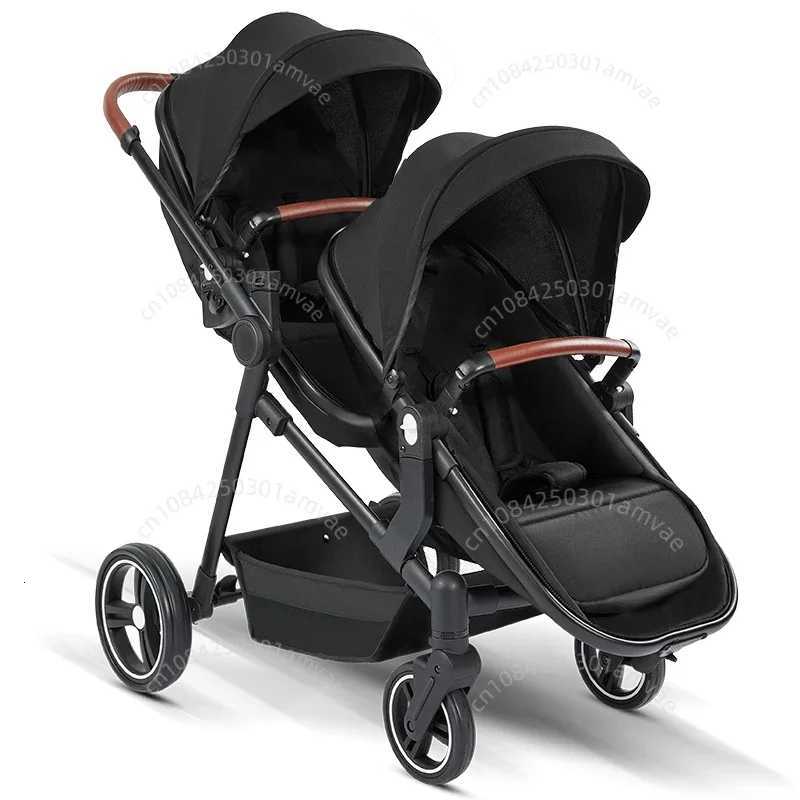 Lightweight Double Seat Stroller Foldable Twin Stroller Twoway Adjustable Carrycot High View Fourwheel Twin Stroller W250910
