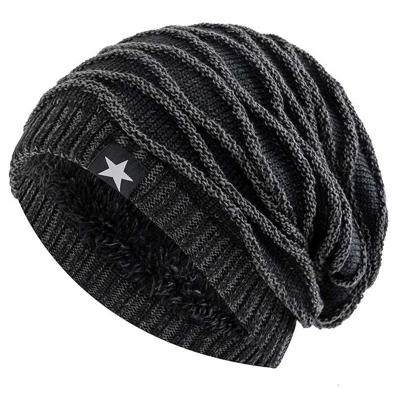 New Unisex Slouchy Winter Hats Add Fur Li Men And Wen Warm Beanie Casual Fivepointed Star Decor Winter Knitted Hats G250910