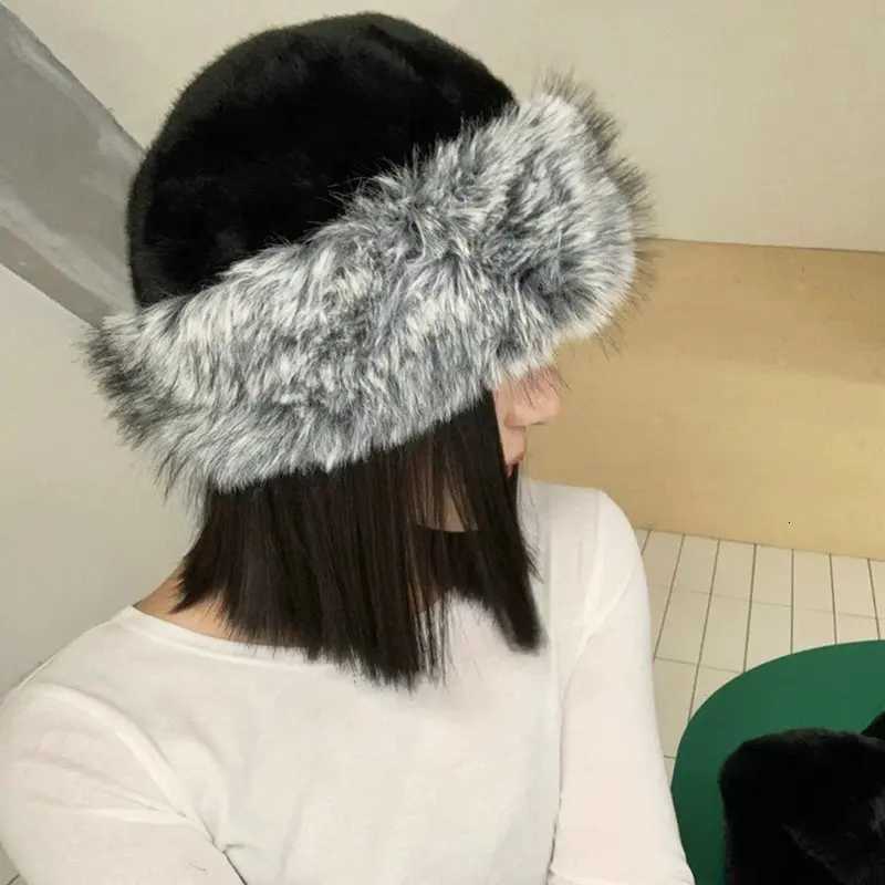 2025 Fluffy Fur Bucket Hat Women Plush Fisherman Hat Warm Womens Winter Hat Thicken Cold Snowy Day Panama C Chrismas GiftsXJ250910