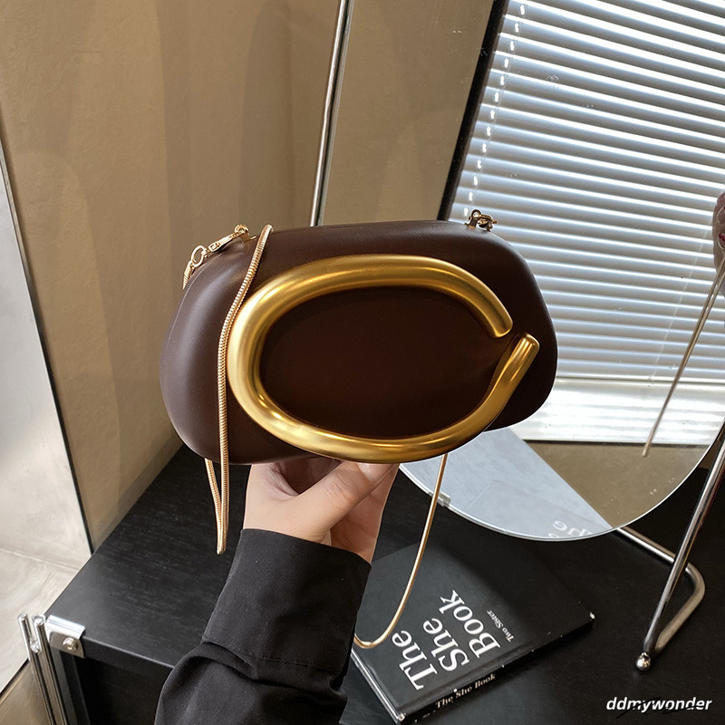 European And American Classic Round Box Hand-Held Dinner Free Shipping Designer Metal Handle Chain Single Shoulder Crossbody Bag Retro Mini Handbag