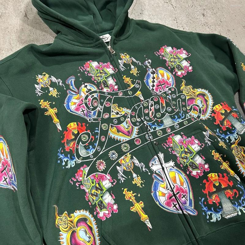 Men's Hoodies American Retro Hooded Sweater For Men And Women Lovers God Lazy Wind Printed Long Sleeve Zipper Promo