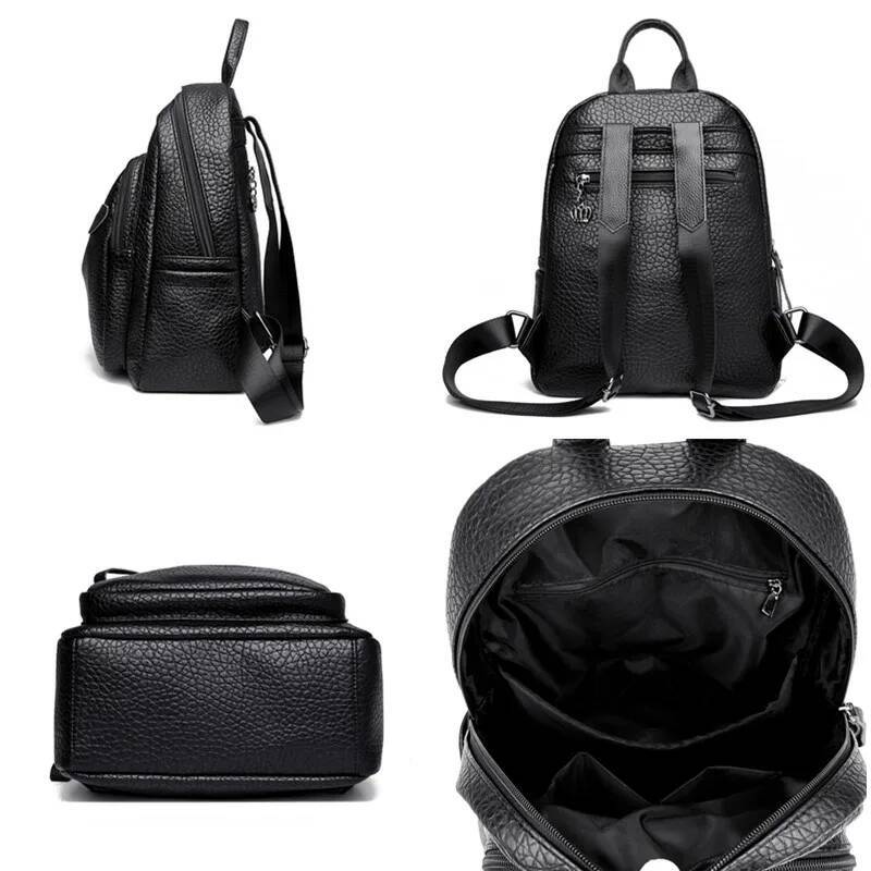 Splicing cowhide Leather Brand Women Classic Travel Backpack Fashion School Bag Girls Mochilas feminina high-quality