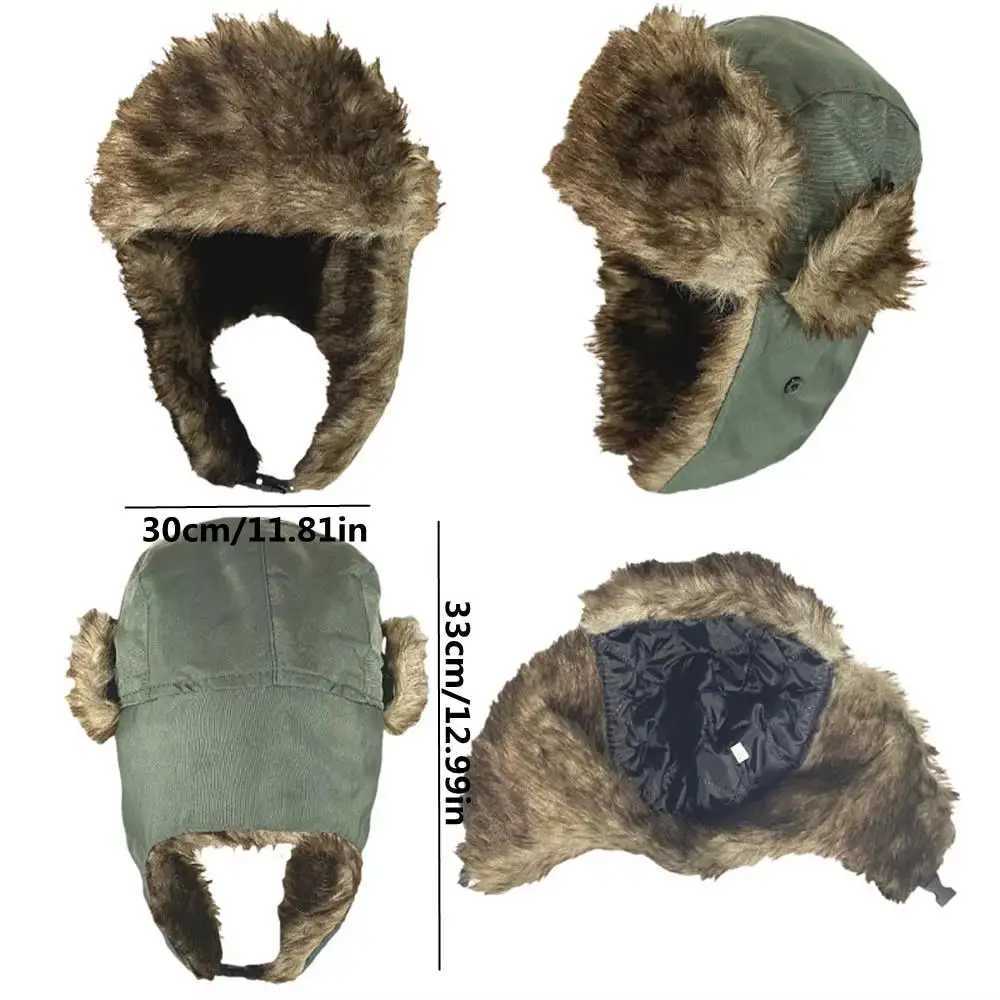 Womens Winter Hats Faux Fur Earfl Hat Mens Trper Bomber Hats Outdoor Russian Ski Hat Thicken Warm Fur C Y2K StreetwearXJ250910