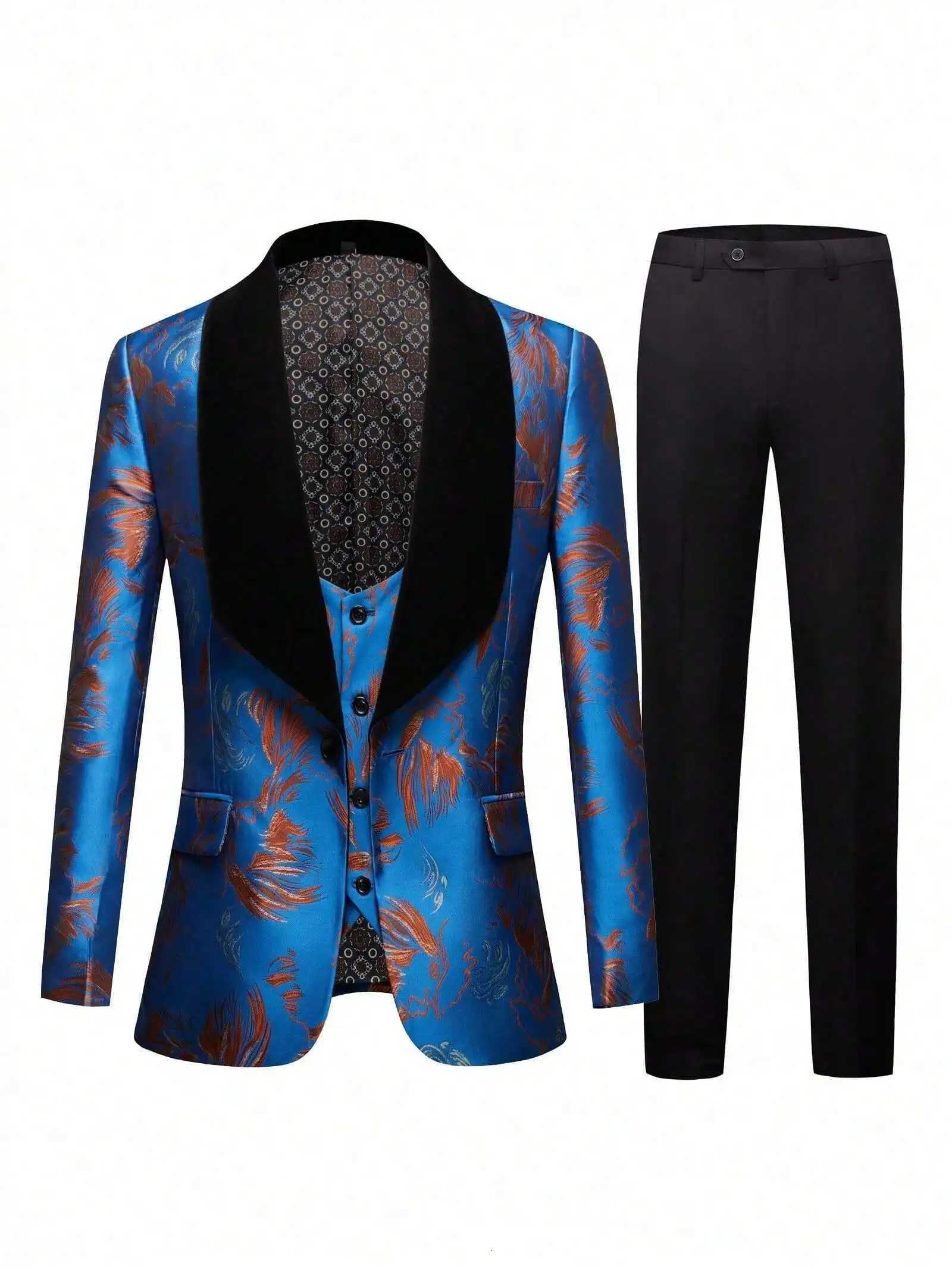 Mens threepiece regularcut suit set including a suit jacket vest and pants suitable for wedding banquets and other formal W250910