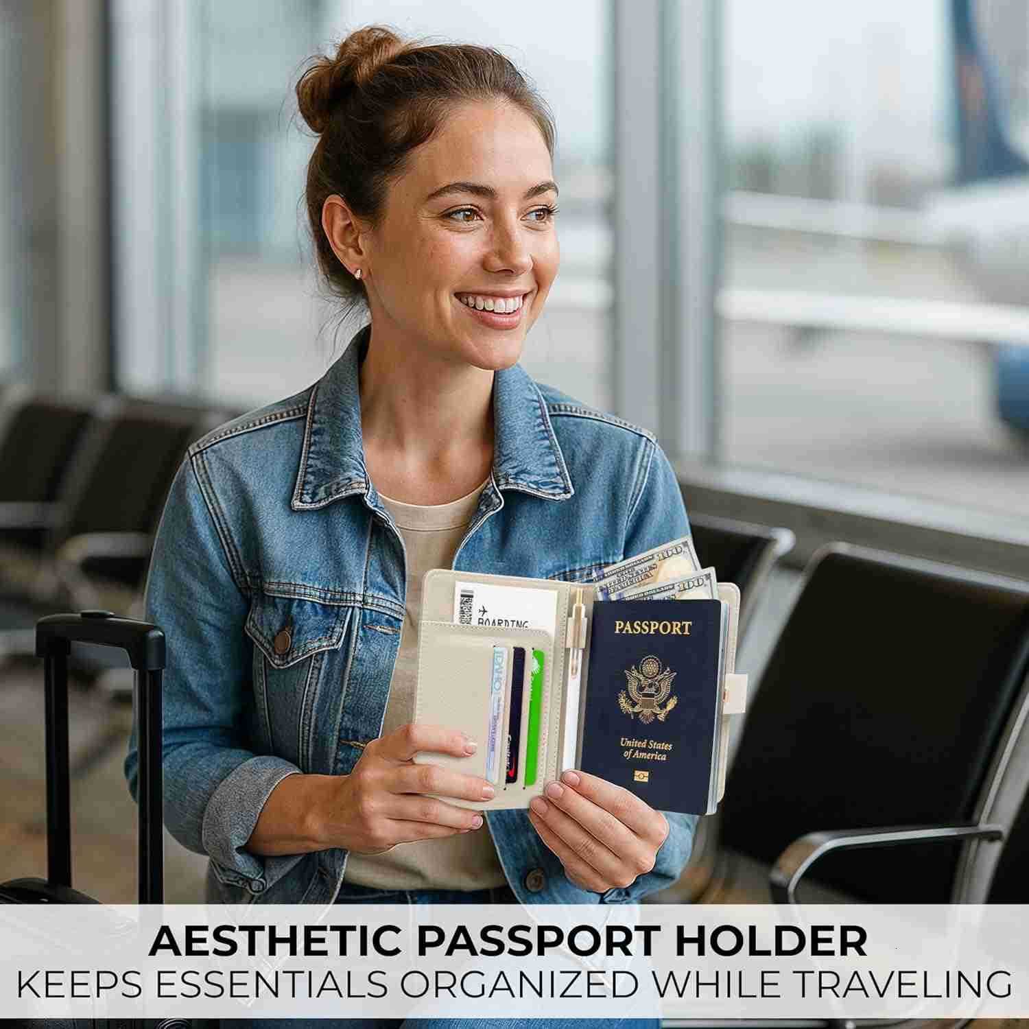 Beautiful Passport Holder for Travel Cute Cover with Pen Holder to Keep Your Travel Documents Organized Safe Quality Passport Wallet for Women Men and