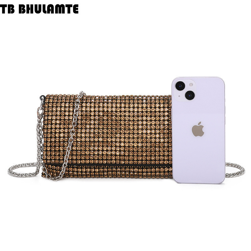 Free Shipping Designer Bag Cross-border Wholesale Luxury Bag Evening Bags For Women 2025 Fashion Trend Chain Rhinestone Bag Versatile Hand-sewn Crossb