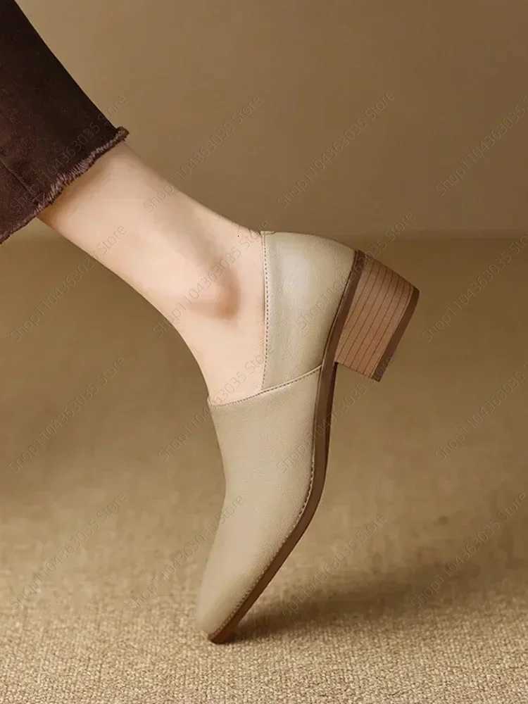 2025 Spring New Pumps Women Autumn New Round Toe Pumps Loafers Single Shoes Zipper PU Leather Simple and Comfortable Shoes W250910