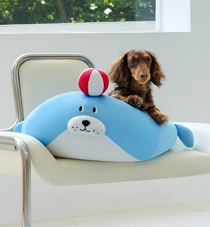 Cooling Beach-Themed Pet Mattress: Washable Canine/Kitten Bed with Chill Zone