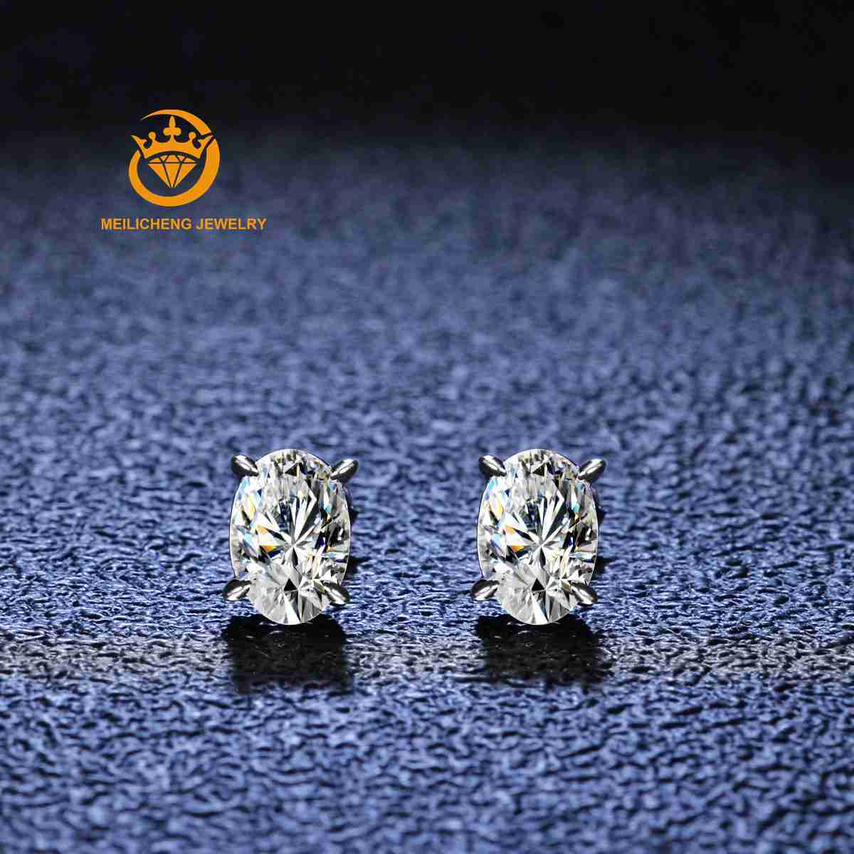 Real D Color GRA Moissanite Diamond 18k White Gold Plated 925 Sterling Silver Oval Cut Moissanite Stud Earrings for Women