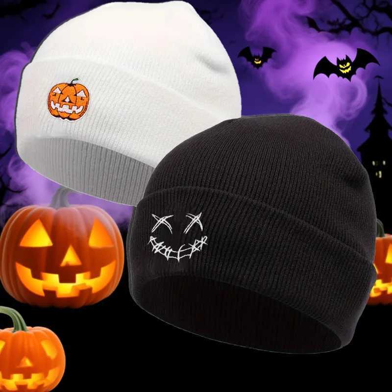 1PC2PCS Halloween Pumpkin Devil Embroidered Knitted Hat funny woolen pulr hat for men and womenXJ250910