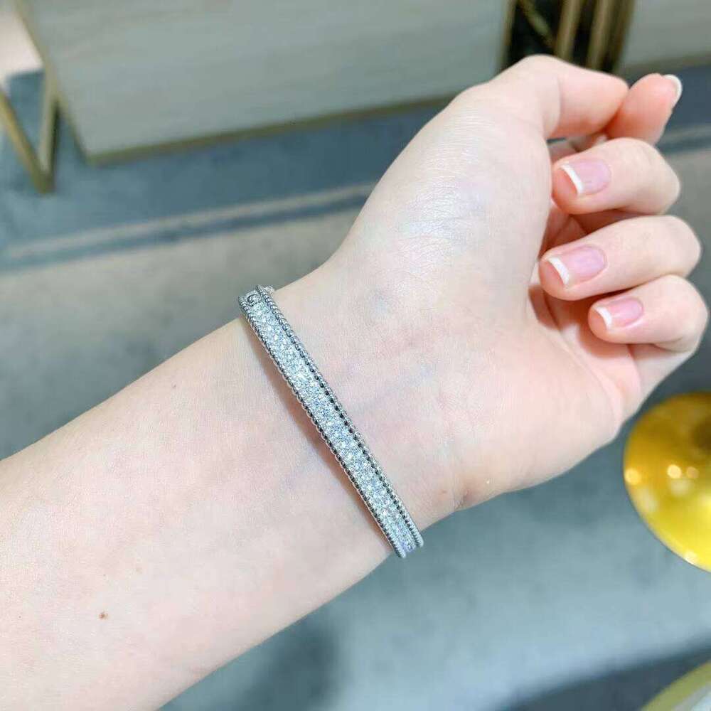 Bangle Sier Sterling Gold Plated Fashion 18CM White Moissanite Dia Bracelet