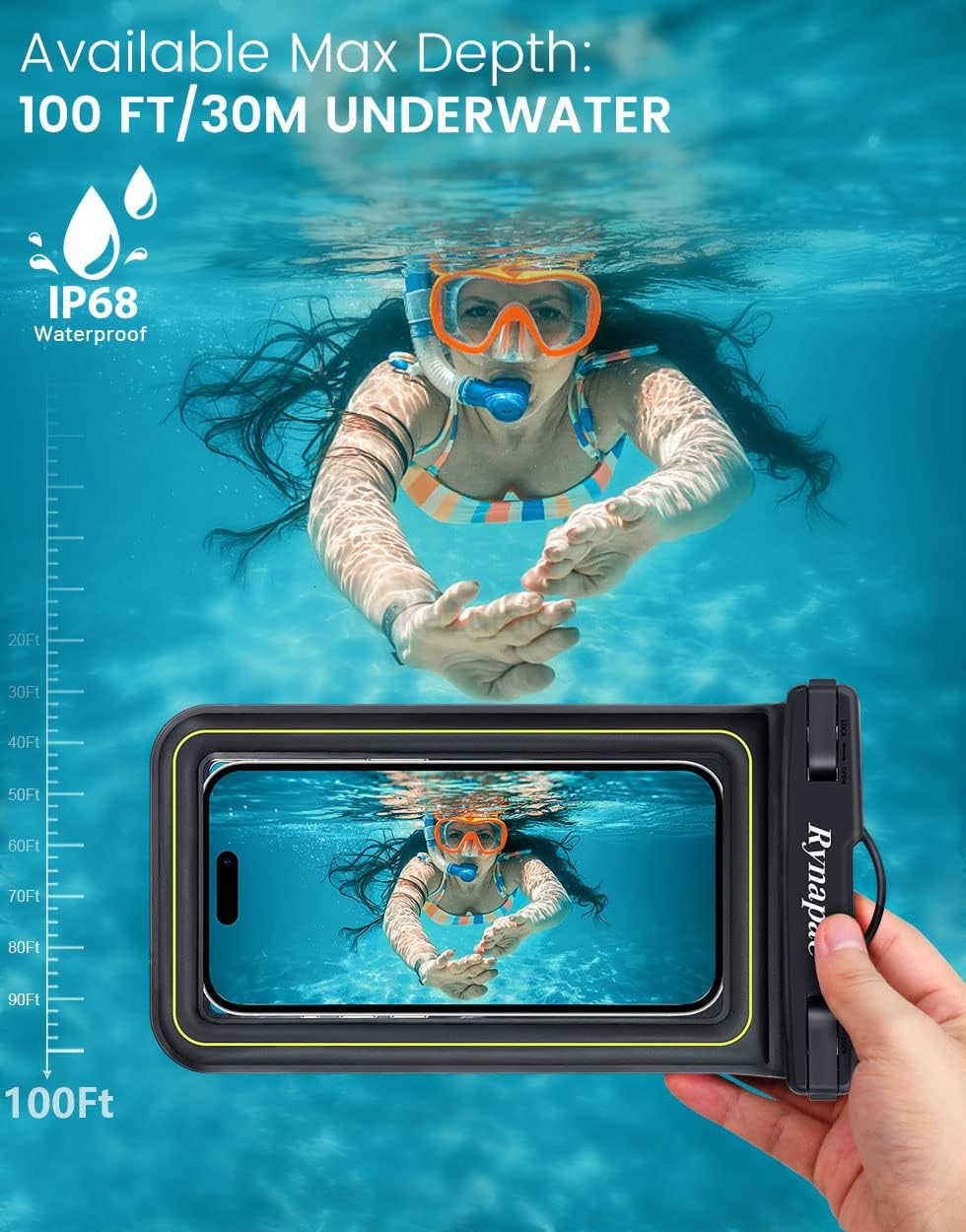 IP68 Waterproof Phone Pouch Floating Waterproof Phone Case for iPhone 16 15 Pro Max S24 S23 Pixel 8 Pro with Detachable Lanyard Cellphone Dry Bags Bea