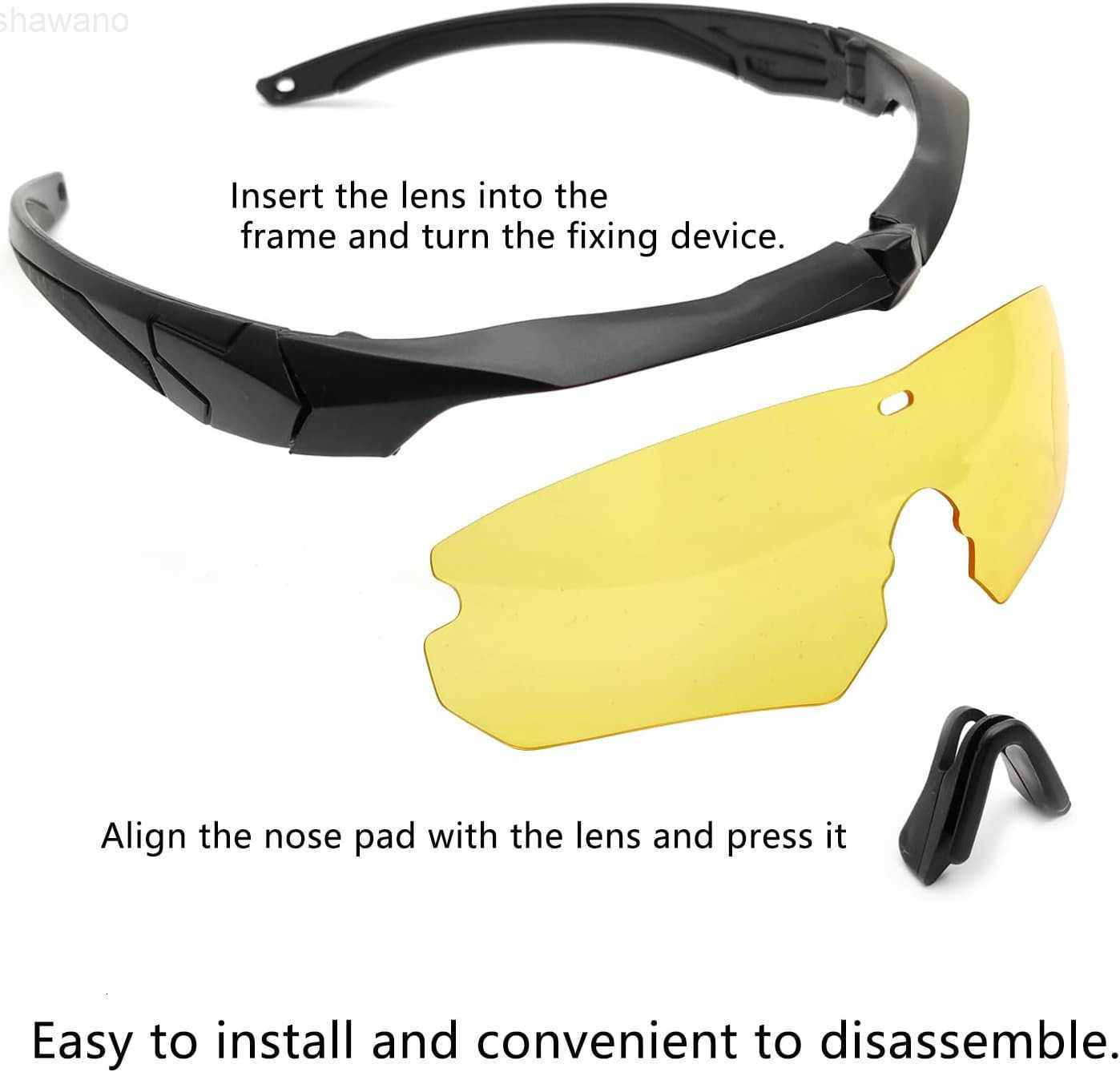 Tactical Eyewear Outdoor Unisex Shooting Glasses with 3 Interchangeable Lens Airsoft GoggleW250910