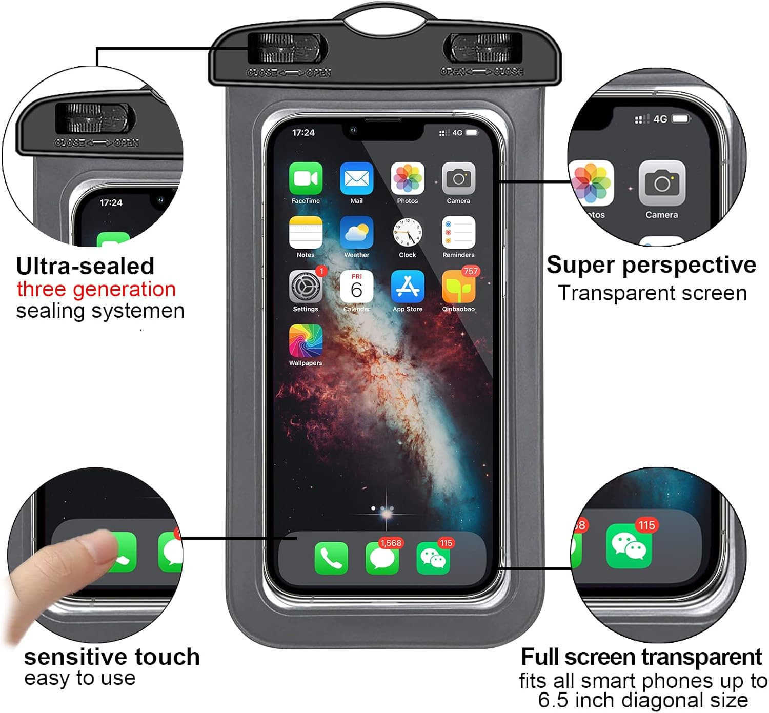6 Pack Universal Waterproof Phone Pouch Large Phone Waterproof Case Dry Bag IPX8 Outdoor Sports for Phone Z250910