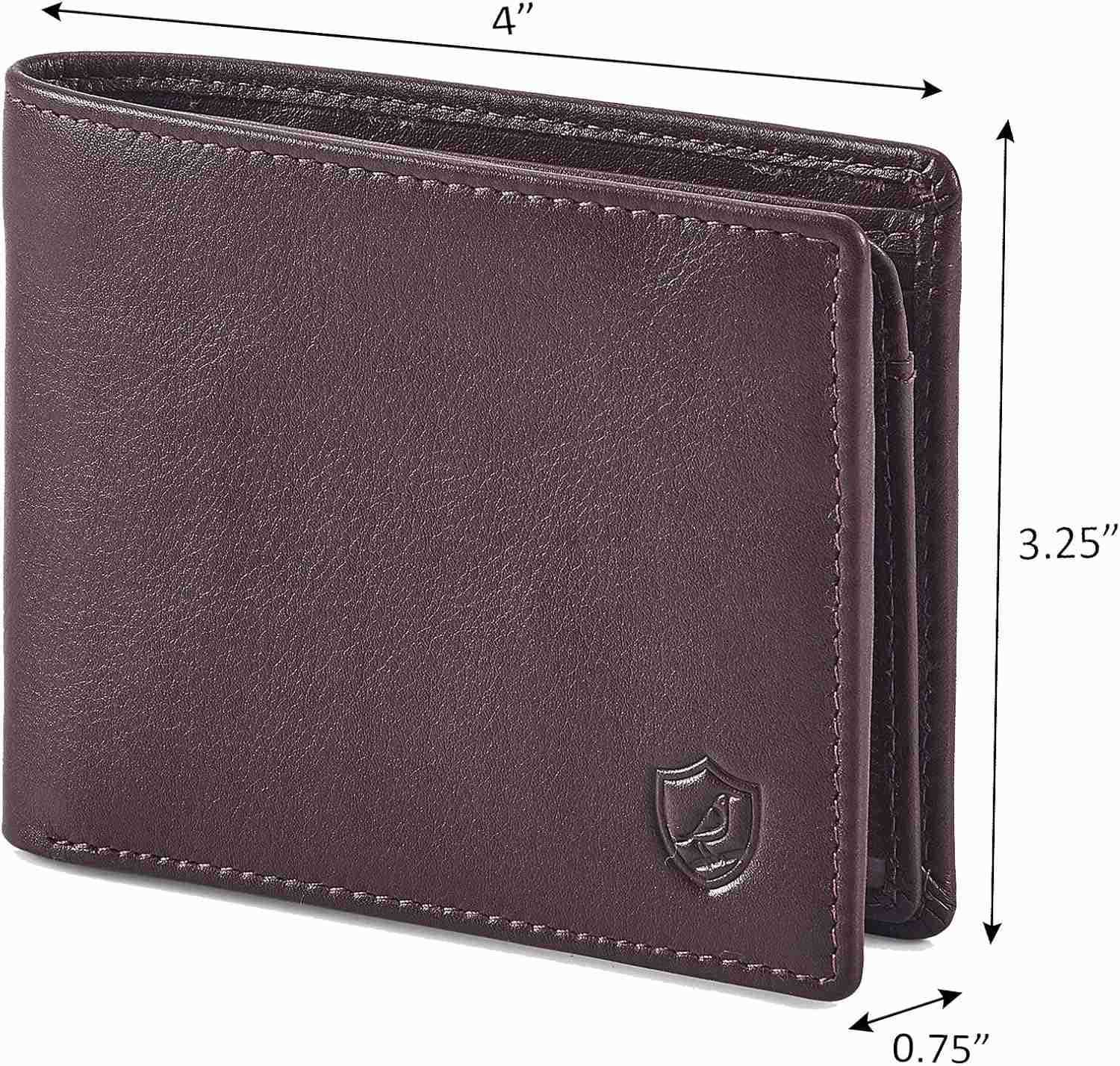 Bifold Wallet for Mens Real Genuine Slim Leather RFID Blocking 2 ID Windows Stylish Travel Gift Box DISTRESSED ESPRESSOZ250910