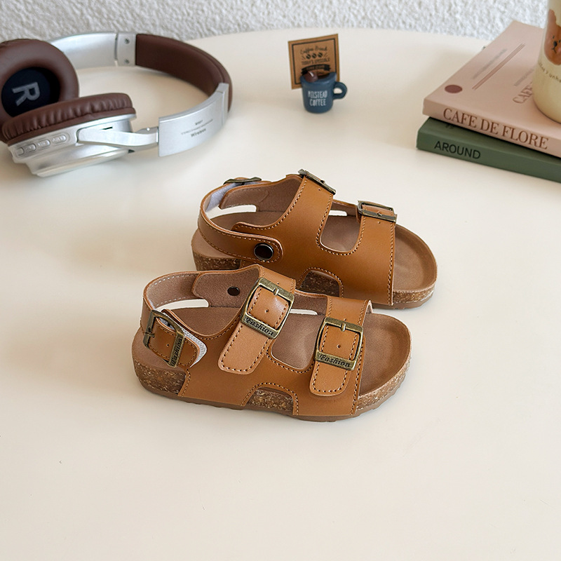 Kids sandal new style spring and summer Hot Sale Boys Girls Comfortable cool sandals Breathable Children Walk Solid Color Minimalism sandals size 21-3