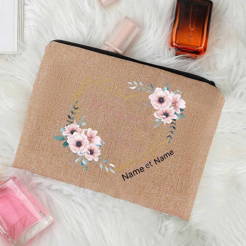 Personalized with Name Dearest Boho Flowey Garland Patterns Makeup Bag Travel Pouch Storage for Women Grandpas Family GiftsXJ250910