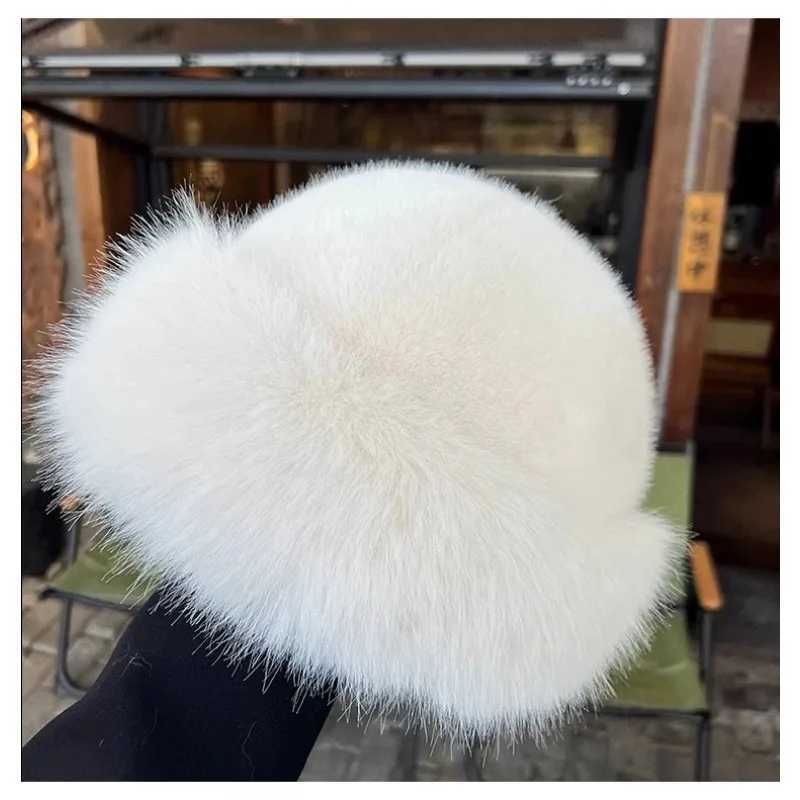 Plush Mongolian Hat Women Autumn and Winter Windproof and Cold Warm Pot Hats Imitation Mink Hair Ear Protection Fishermans HatXJ250910