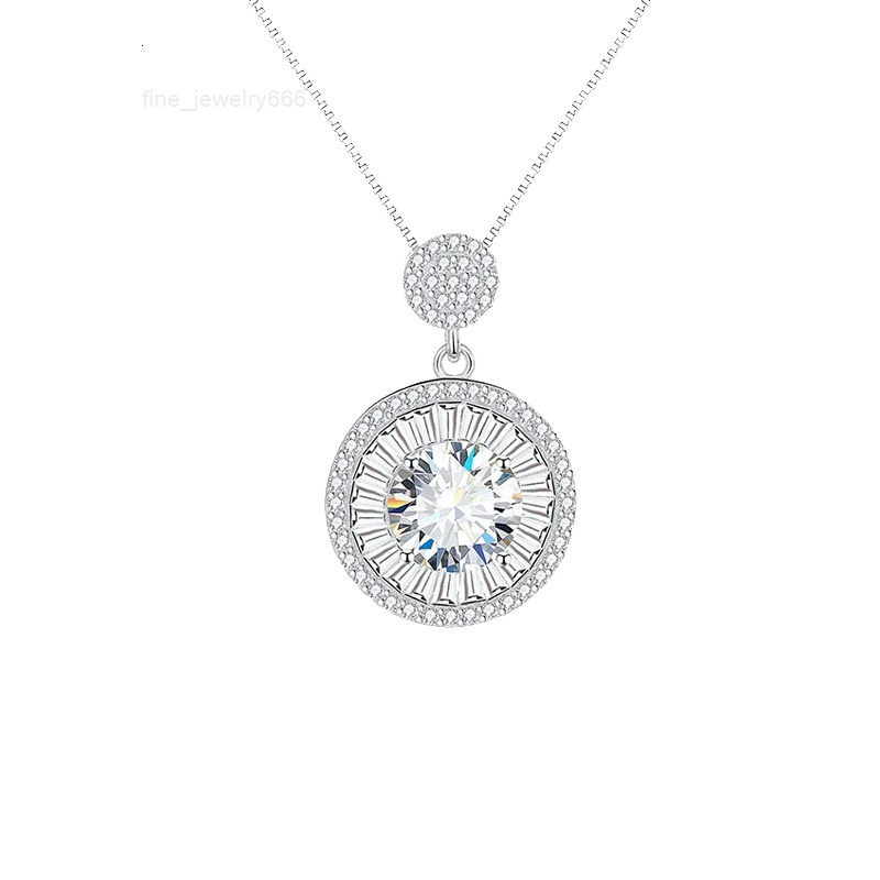 S925 Sterling Silver 2 moissanite Moissanite Diamond Necklace Versatile HighEnd round Pendant Daily Wear Gift for Girlfriend