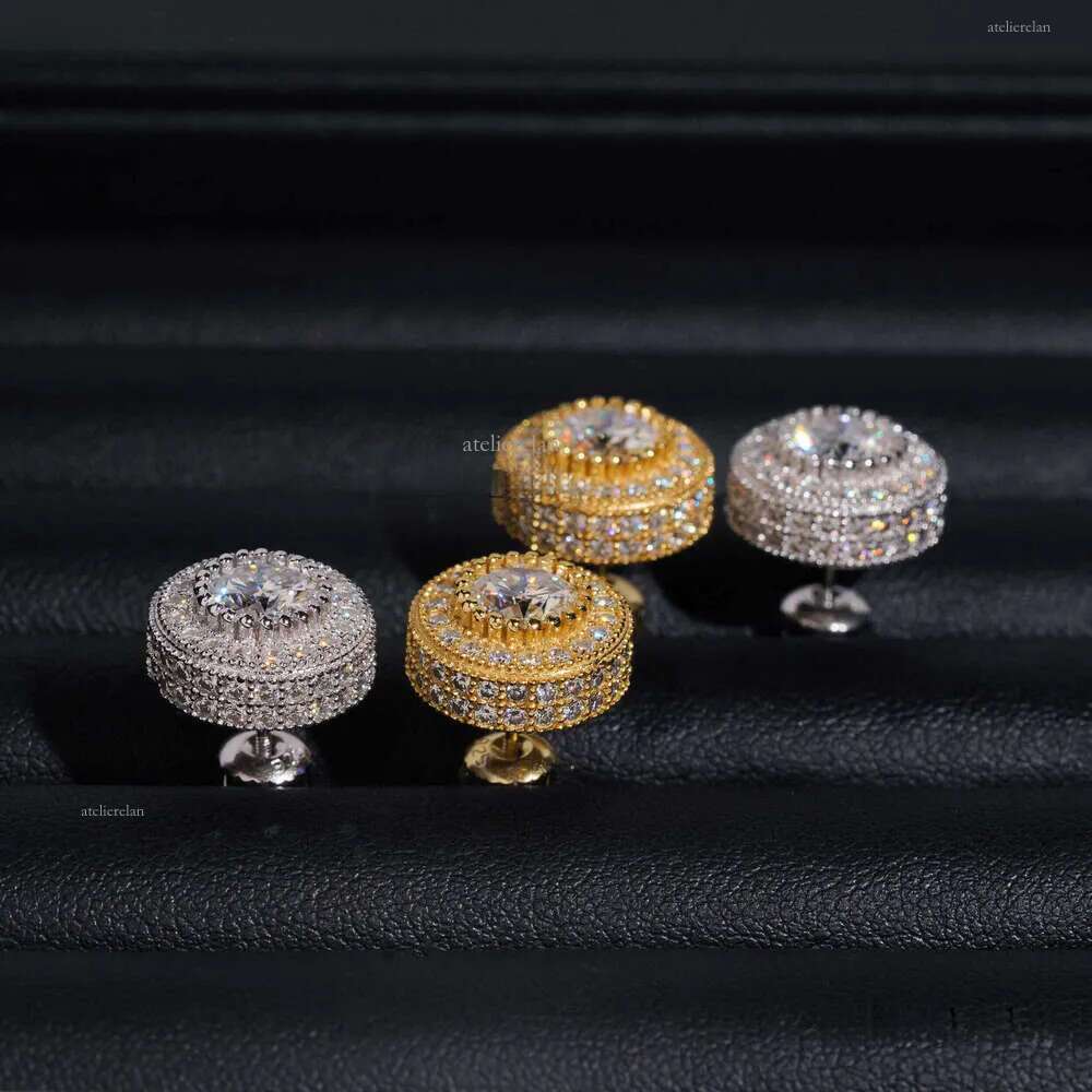 New Style Unisex 1ct D Color Pure Sier with Moissanite Hip-Hop Stud Earrings