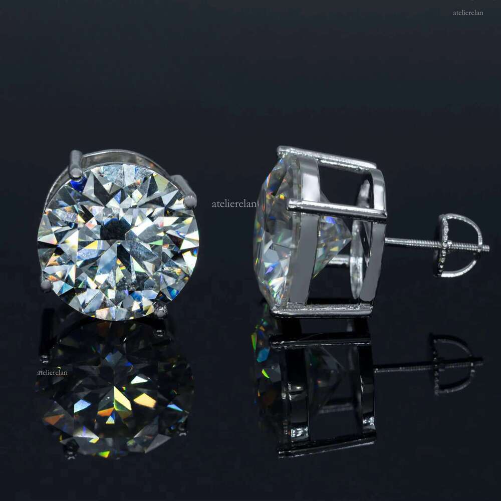 Iced Out Sier Moissanite Earrings 15mm 8mm 6.5mm Available Screw Back Dia Ear Stud with GRA Certificate