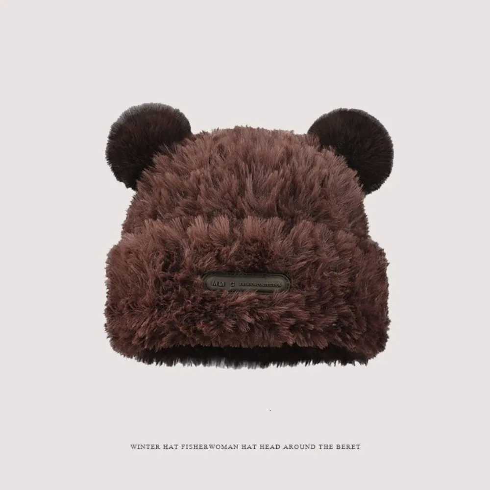 Thickened Warm Ear Protection Hat Coldproof Pompom Fluffy Bear Ears Knitted Hat Cute Soft Beanie Hat for UnisexXJ250910
