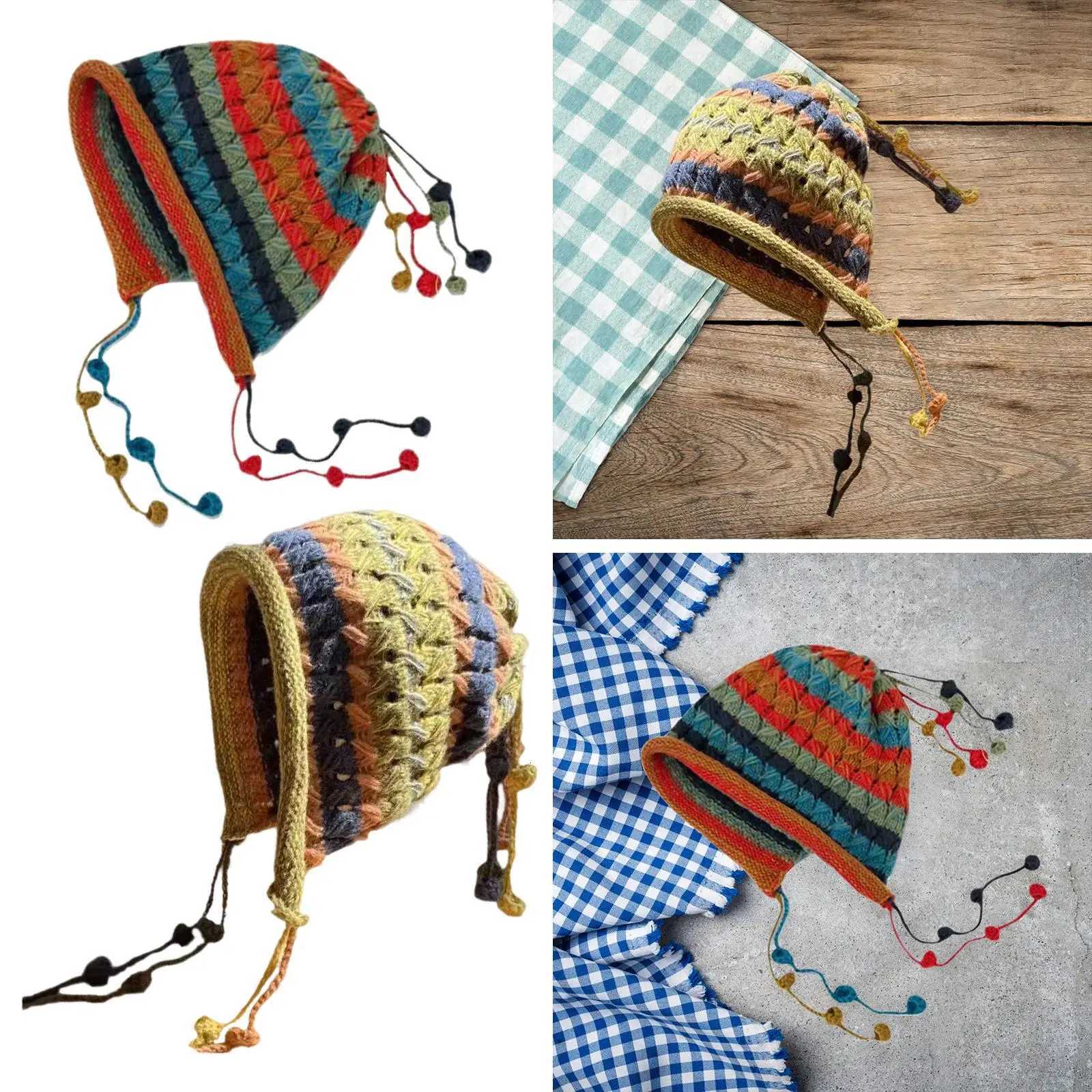 Crochet Beanie Tassel Wen Knitted Hat for Cam Party packing Autumn G250910