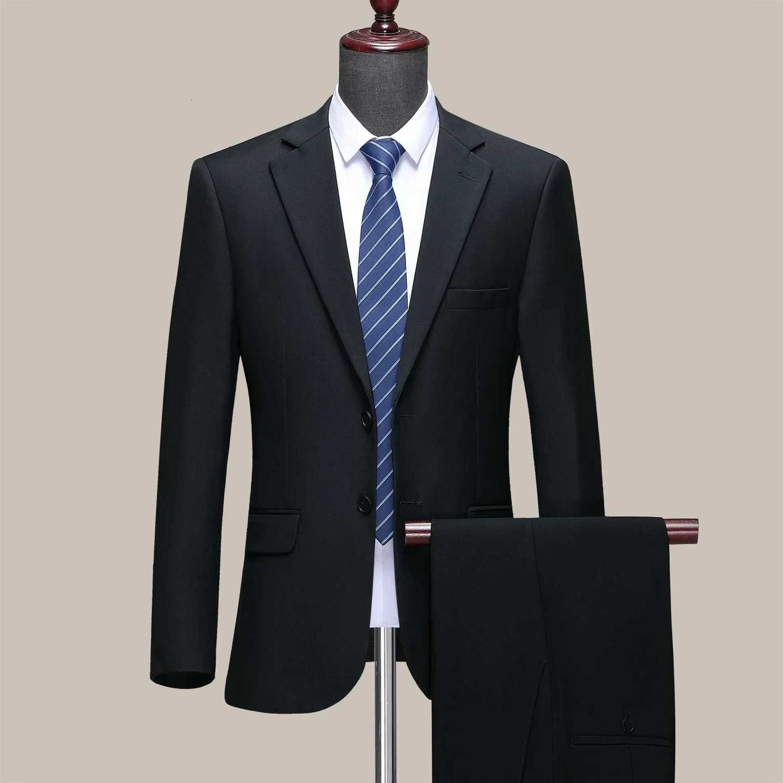 Suit S8XL Blazer Trousers Mens Fashion Business Plus Size Gentlemans Casual Shirt for Work Slimfit Wedding Formal Suit W250910
