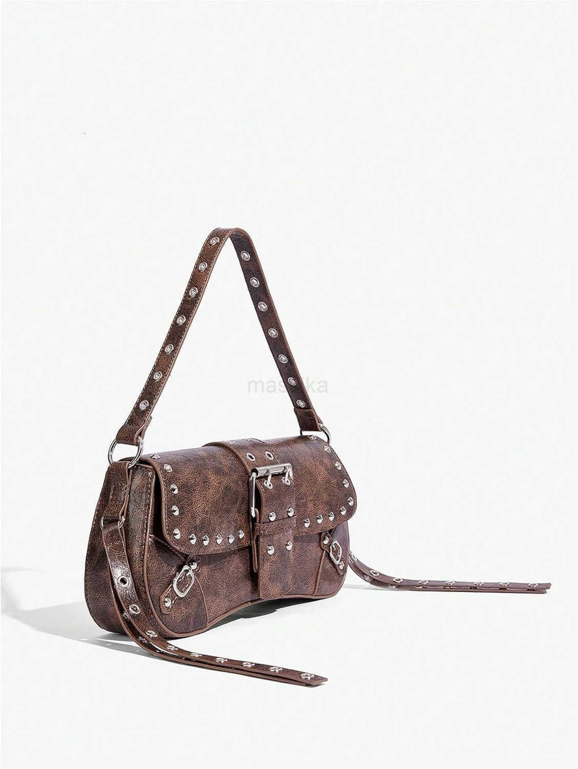 Womens Shoulder Bag Y2K Handbag Goth Trendy Cute Studded Punk Rivet Purse M250910