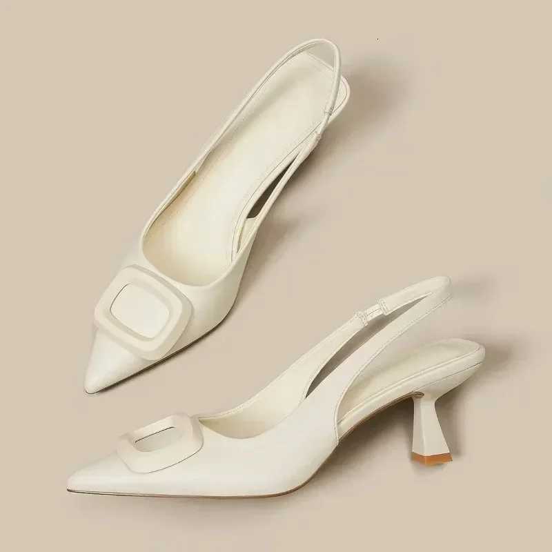 Shoes for Women 2024 Slingbacks Womens High Heels Fashion Dress Pumps Women Metal Decoration Pointed Toe Thin Heel Shoes Female W250910