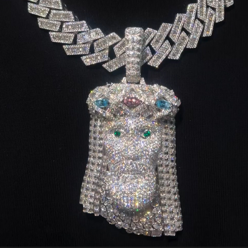 Custom Luxury Jesus Pendant 925 Sterling Silver 14K Gold Plated Fancy Cutting Moissanite Jesus Head Pendant