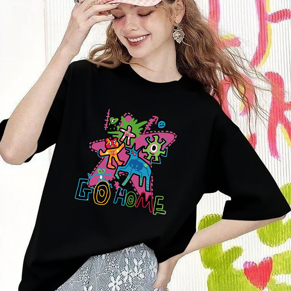 Fashion Versatile Printed Short-Sleeve Top - High-Quality Heavyweight Pure Cotton Tee (260g) 202509104