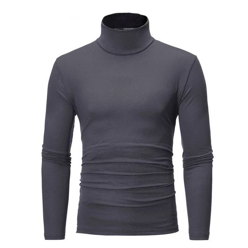 Spring Autumn Thin Pullovers Turtleneck Knitted Sweater for Men Cotton Clothing Male Sweaters Full Black White Tops dongdumaoyi