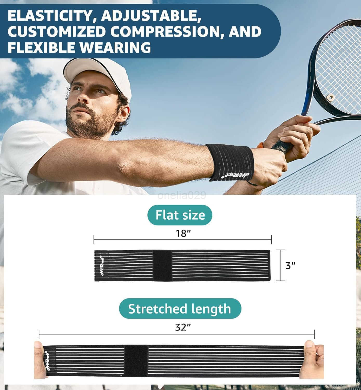 2Pack HighElastic Wrist Support Straps Wrist Compression Bandage Wrist Wraps Wristbands for Carpal Tunnel Arthritis Tendonitis Weightlifting Tennis Ba