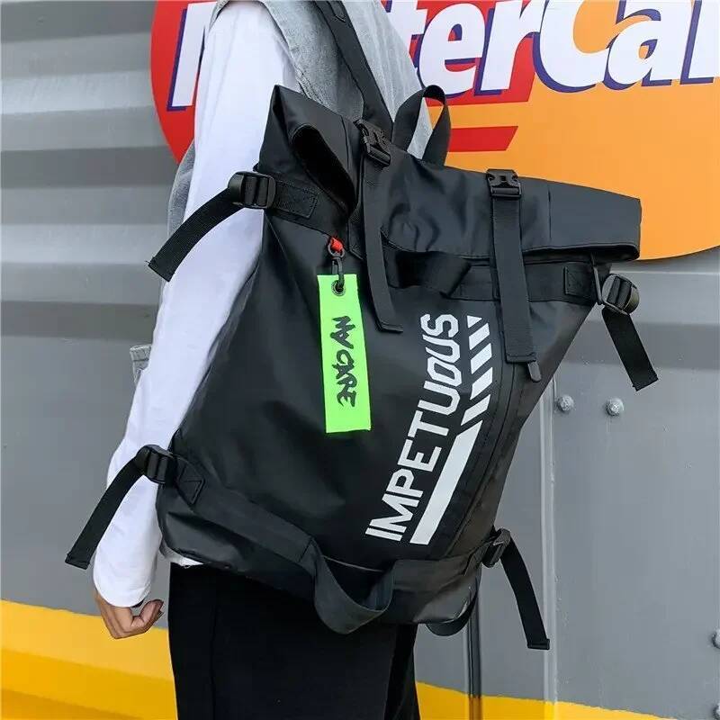 Oxford Men High Street Hiking Sport Rucksack School Bags Rolling Top Back Bag Causal Hasp Tactics Backpack for Male high-quality