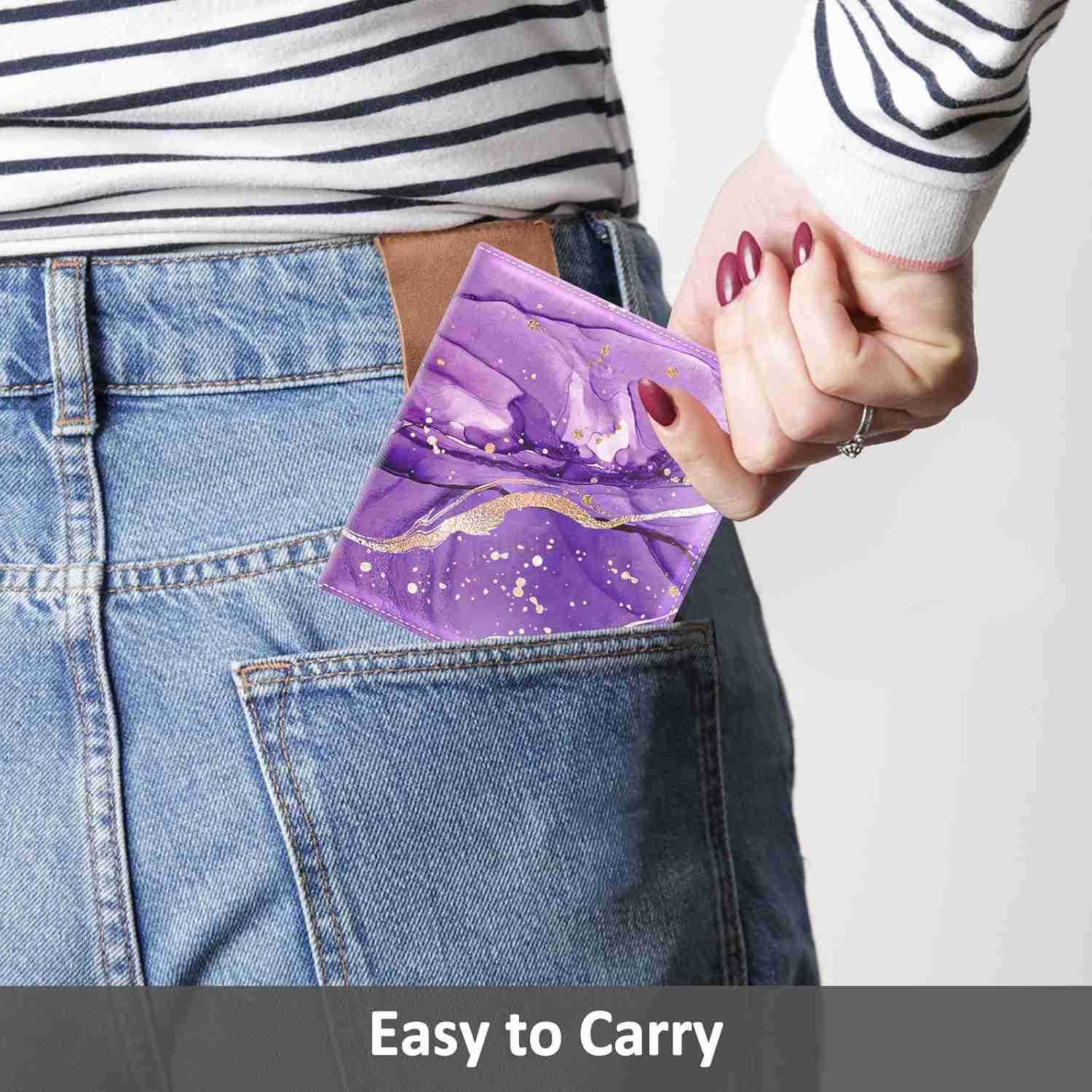 Womens Wallet Small Slim RFID CARD Holder Wallet for Women Leather Compact Bifold Purse with Zipper Coin Pocket Cute Ladies Purse with ID Window PurpZ
