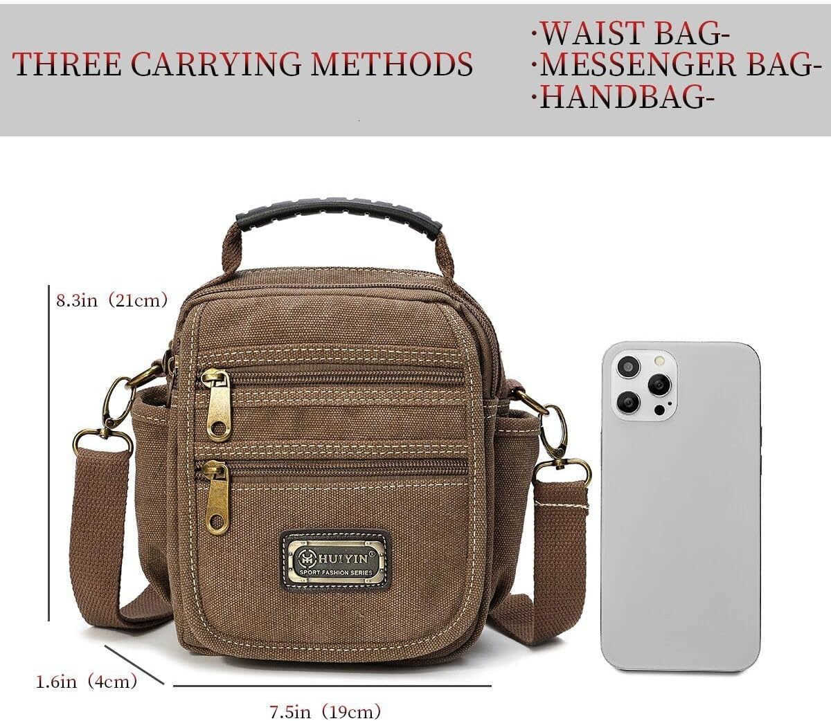 Man Small Canvas Crossbody Phone Purse Bag Mini Messenger Bag Waist Belt Side Bag Z250910