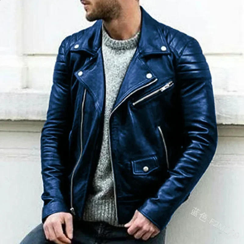 Motorcycle Leather Jackets Faux Men PU Coat Teen Stand Collar Punk Male Zipper Autumn Handsome Coats y250910 - view 5