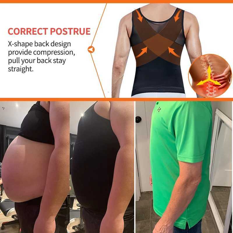 Men Shapewear Chest Compression Shirt to Hide Gynecomastia Moobs Slimming Body Shaper Vest Abdomen Chest Slim Shirt Men Corset W250910