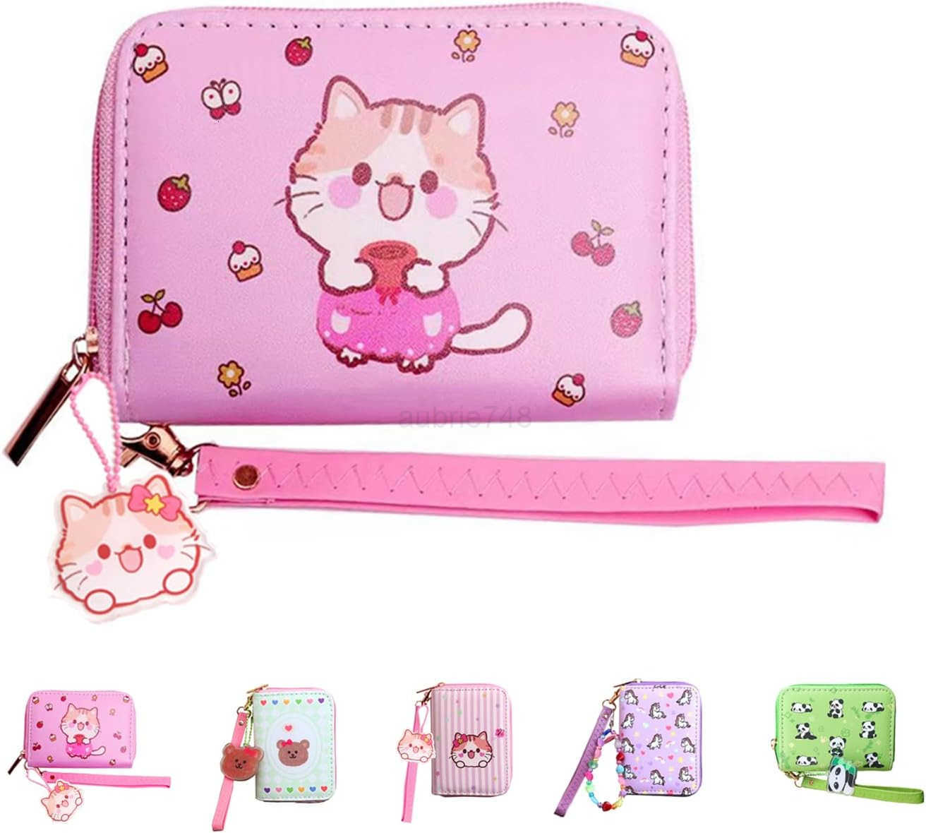 girls Kitty CAT Wallet With Strap Cute Cartoon Coin Purse and Small Pink Pouch for Little girlsZ250910