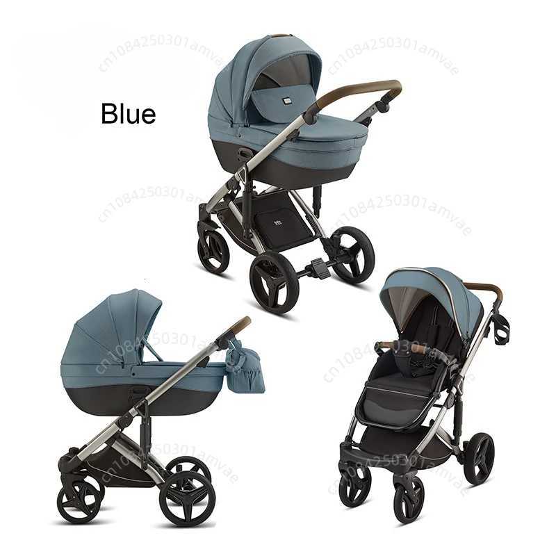 Deluxe Baby Stroller 2 in 1 High View Comfortable Baby Stroller Foldable Portable Travel Baby Carriage with Mother Bag W250910