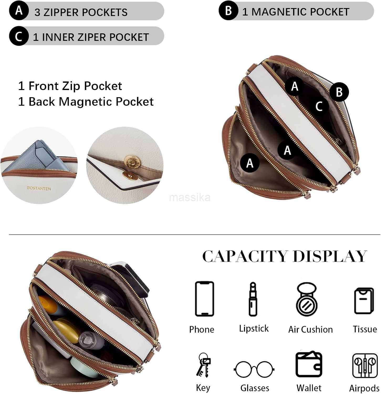 Crossbody Bags for Women Vegan Leather Purses Quilted Shoulder Handbags with Adjustable Shoulder Strap M250910