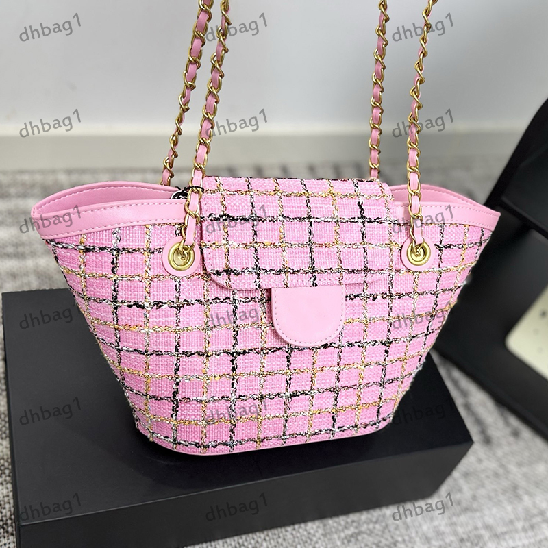 Beach Bag Straw Woven Large Capacity luxury Handbag Fashion Womens Shoulder Sacoche Shopping Basket Underarm Bags Travel Airport Bags Genuine Leather Purse 22cm