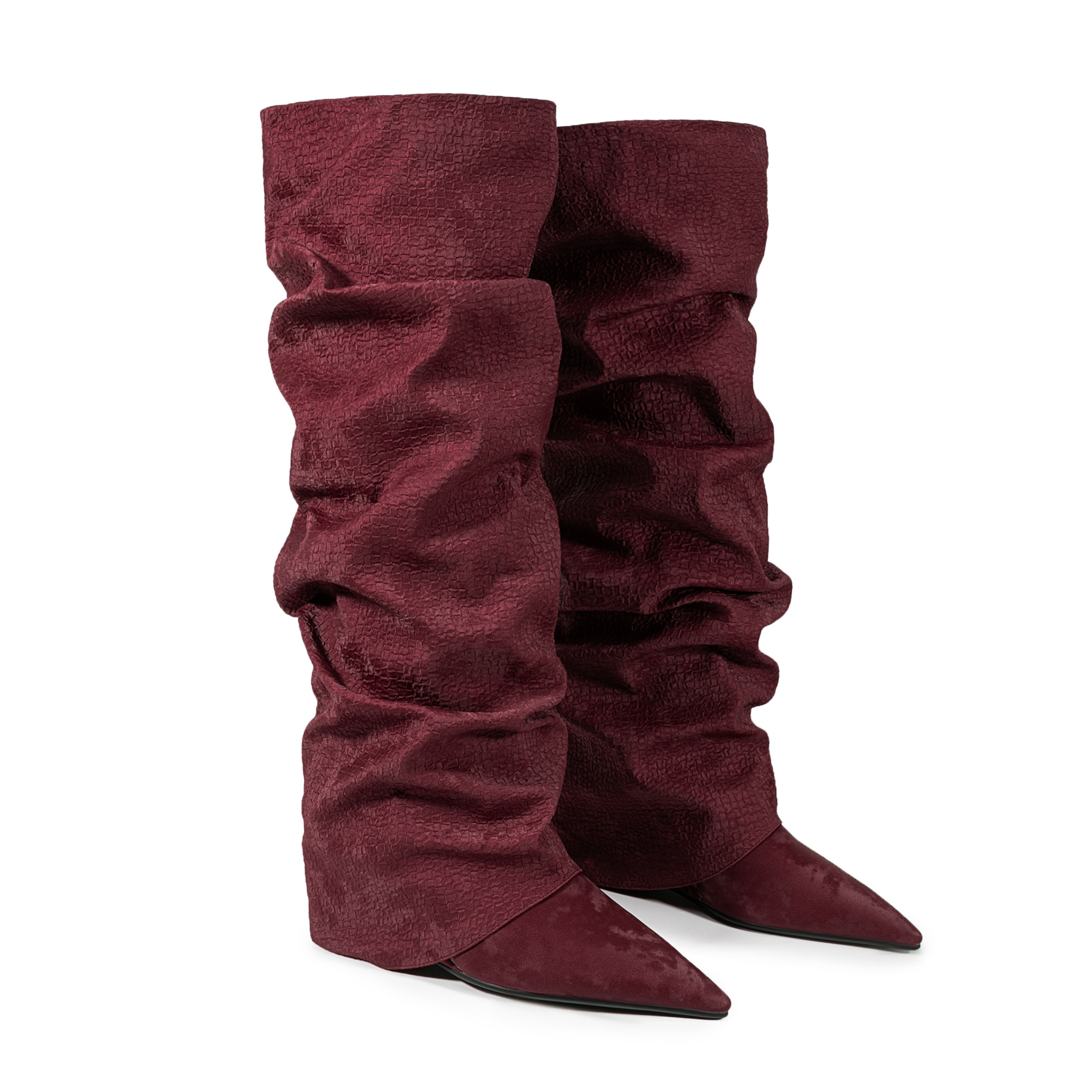 Chengdu Artisan Silk-Finish Stacked Knee Boots - Wedge Heel Snake Print Boots (5 Colors) Customizable Height and Width