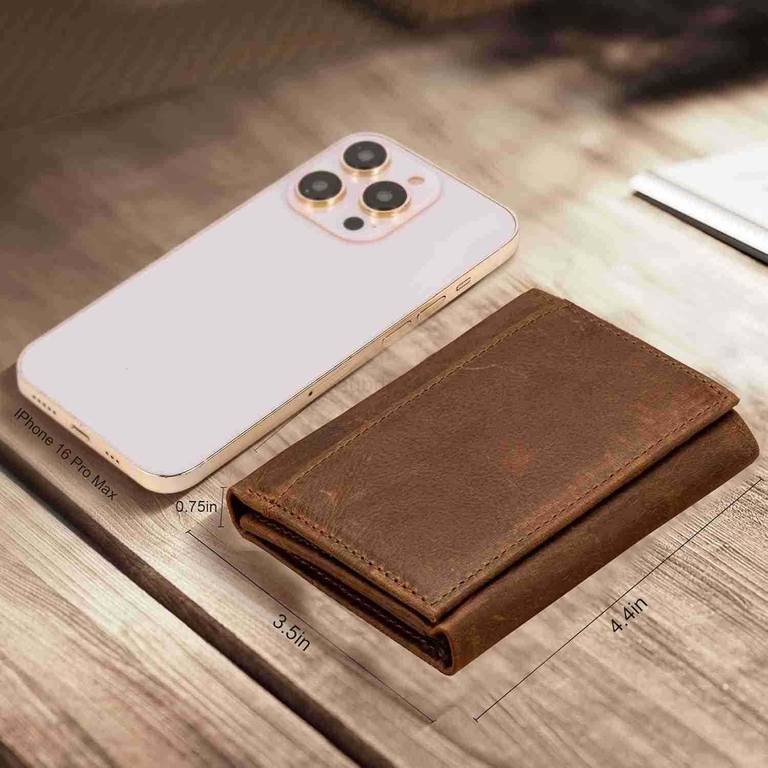 Mens Leather WalletMens Trifold Wallet Rfid Blocking Genuine Leather Wallet For Men brownZ250910