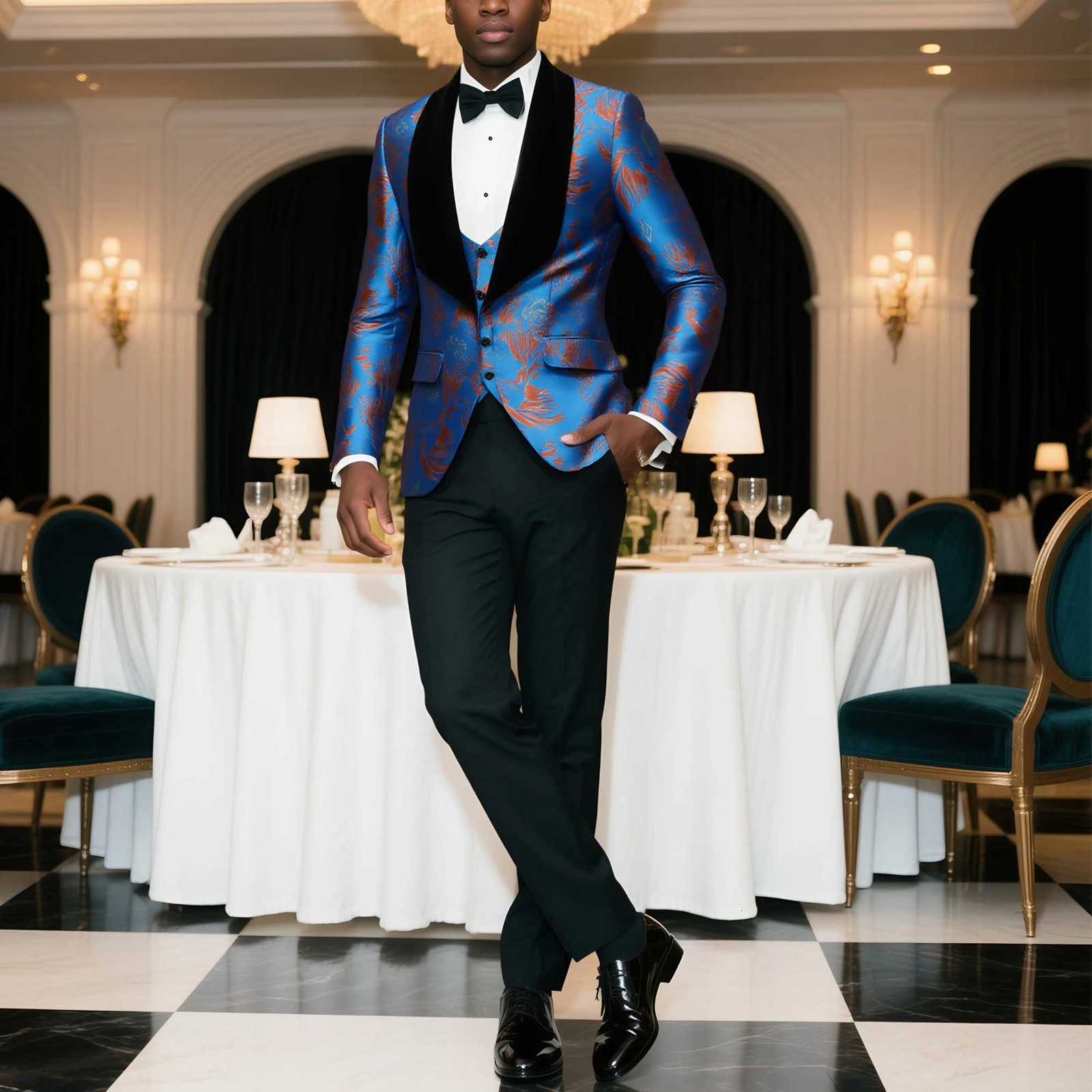 Mens threepiece regularcut suit set including a suit jacket vest and pants suitable for wedding banquets and other formal W250910