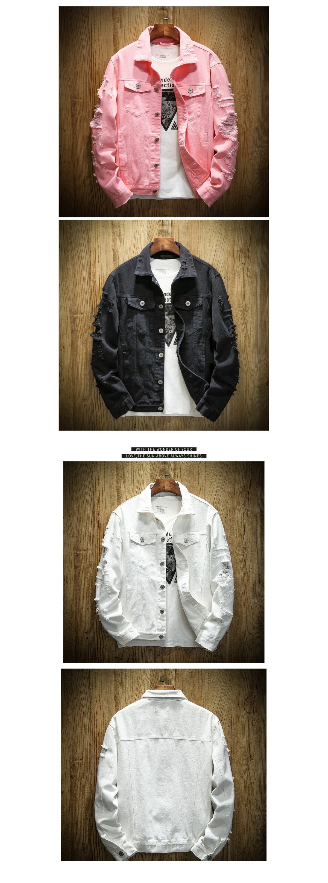 Men's Jackets Denim Jacket Luxurious Design For Spring And Autumn. Pink Ripped Jacket. Daily Casual. Fashionable Trendy.